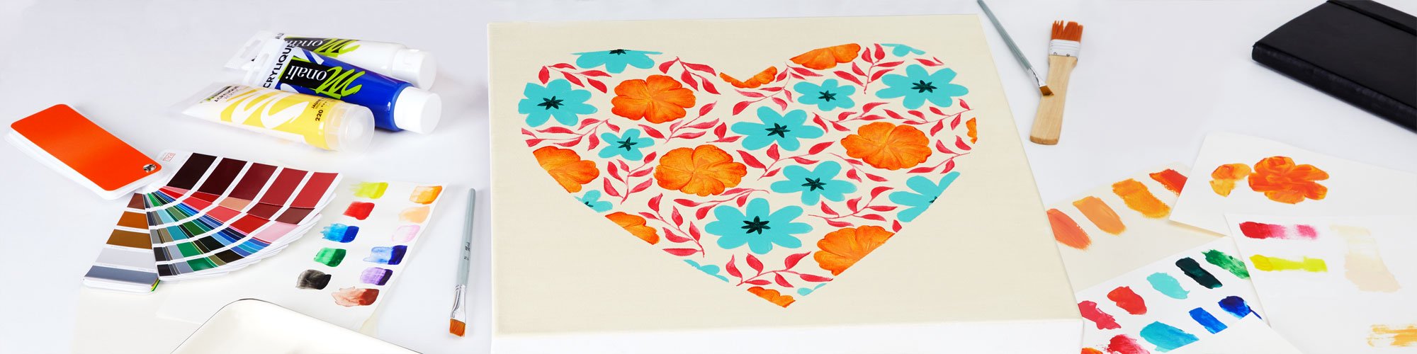 Toile cœur fleuri​