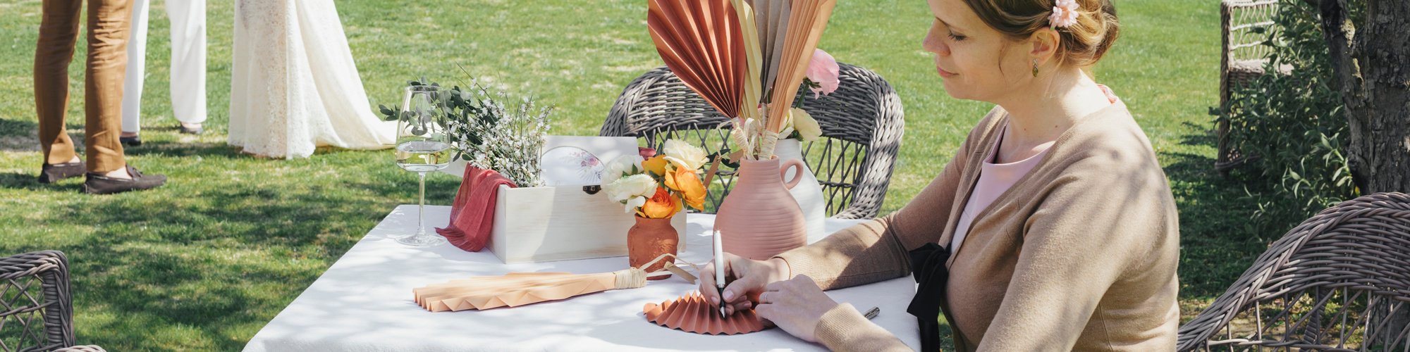 Feuilles de palmier - Coin merci - Mariage Bohème avec Clairfontaine