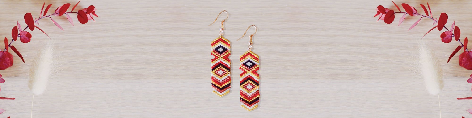 Boucles d'oreilles losanges en perles toho