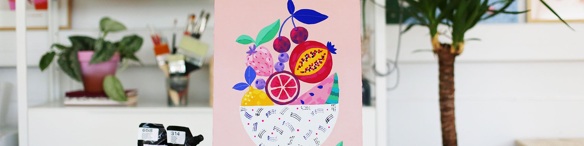 Tuto coupe de fruits texturée à l’acrylique avec Sennelier