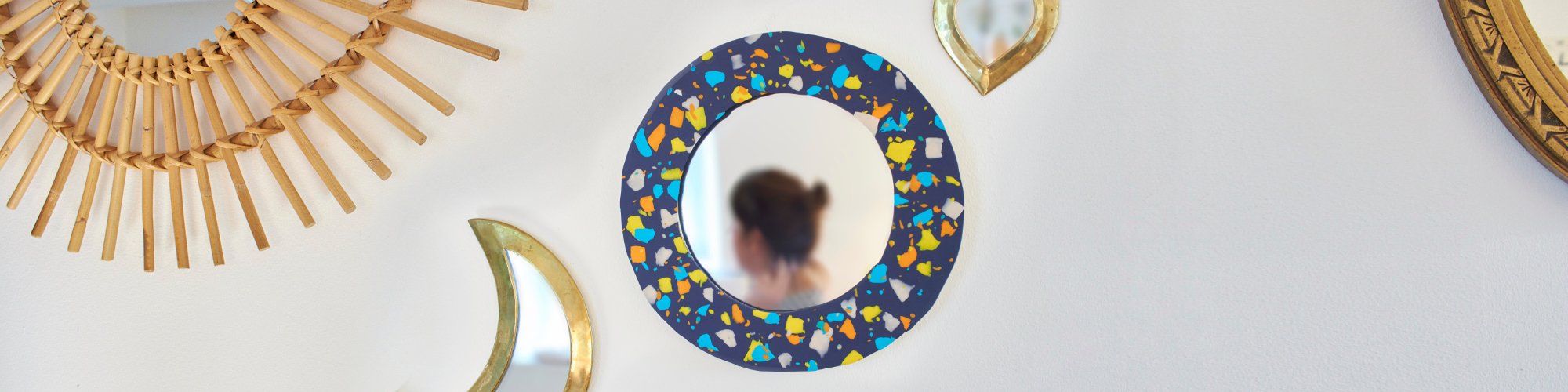 Miroir Terrazzo en pâte Fimo