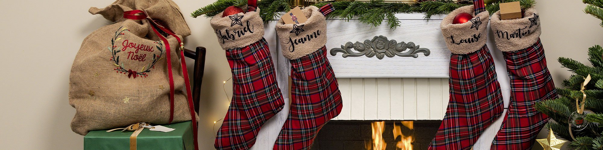 Inspiration : chaussette de Noël et hotte de Noël personnalisée