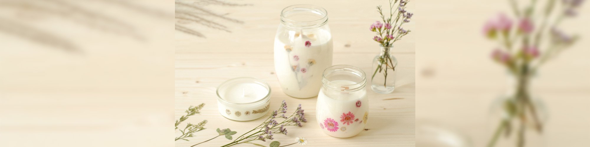 Bougies fleurs séchées 