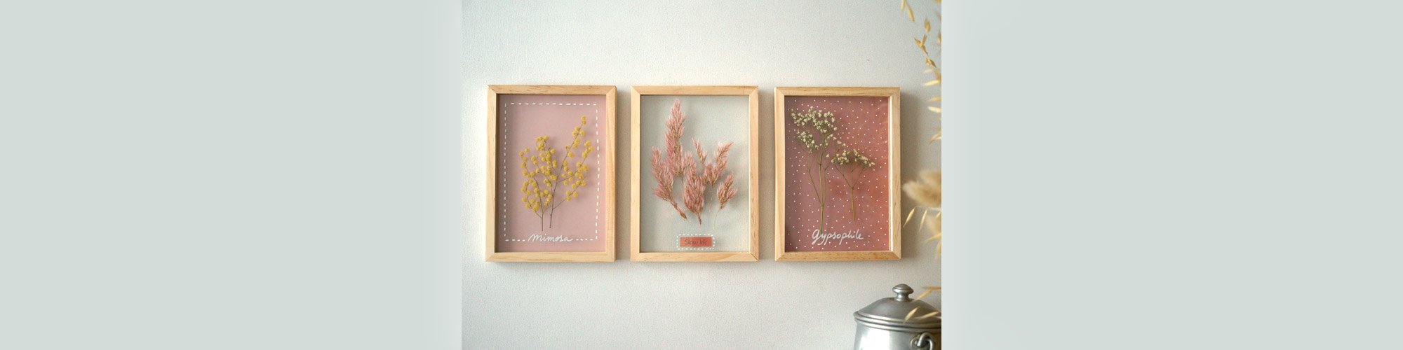 Cadre avec des fleurs séchées
