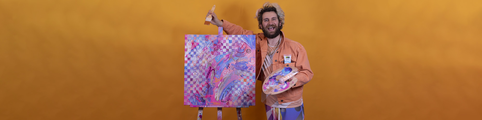 Tuto peinture acrylique sur toile « La Joie Éclatée » par BrunoGraffer avec Monali