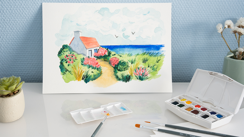 Tuto paysage aquarelle de printemps avec Winsor & Newton