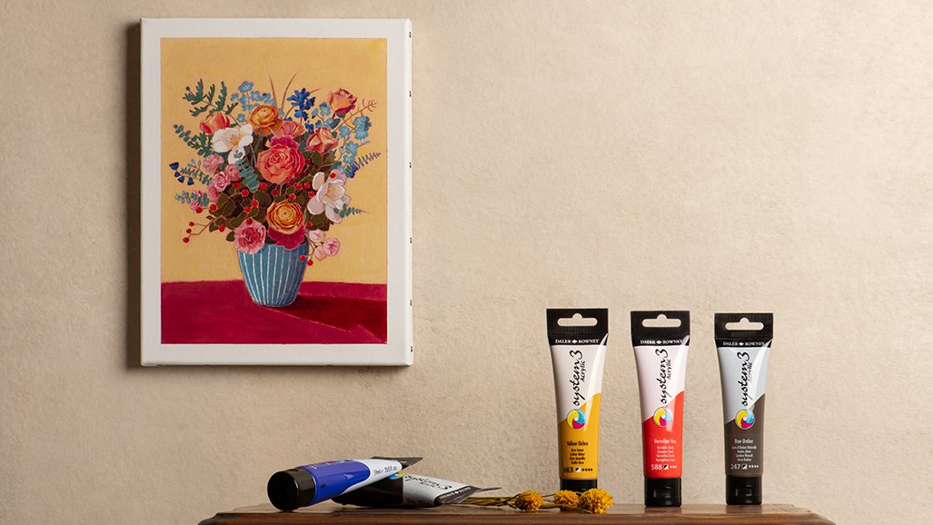Tuto bouquet de fleurs en peinture acrylique avec Daler Rowney