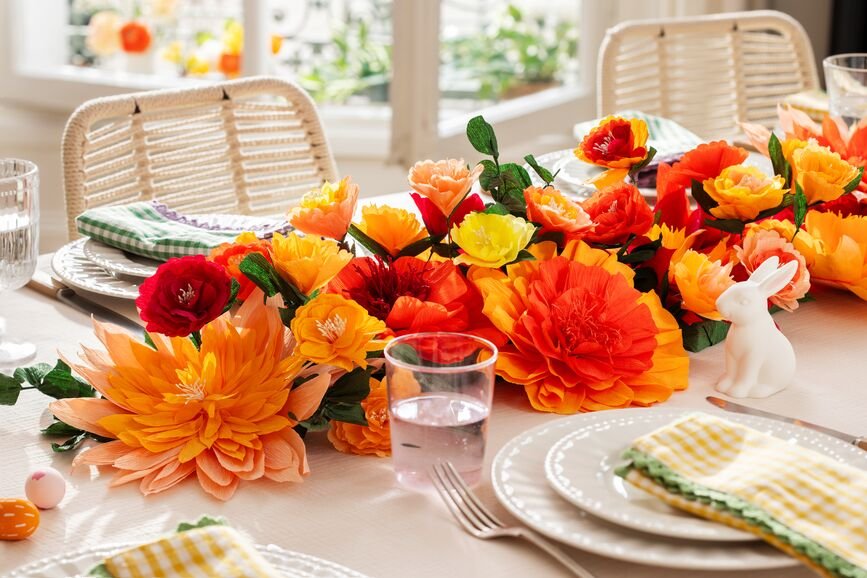 Tuto Centre de table fleurs en papier crépon