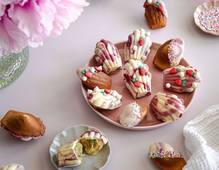 Tuto Madeleines  marbrées chocolat pistache