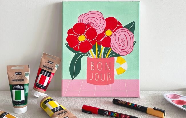 Tuto bouquet de fleurs à l'acrylique avec Pébéo et Posca 