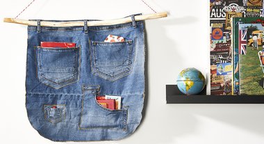 Tuto rangement mural en jean recyclé​