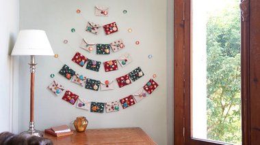 Calendrier de l'Avent pochette en tissu - Noël Jardin d'Hiver