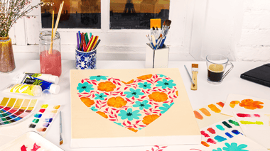 Toile cœur fleuri​
