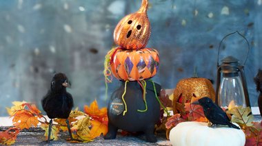 Bonbonnière citrouilles en papier mâché​ avec Décopatch