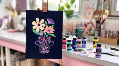 Tuto bouquet de fleurs à l’acrylique pouring avec Liquitex