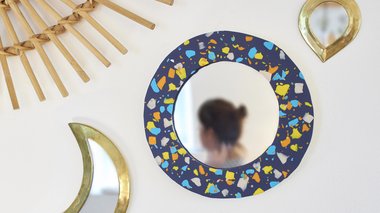 Miroir Terrazzo en pâte Fimo