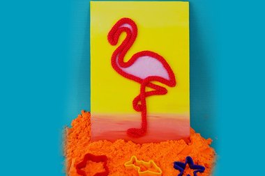 Flamant rose en tricotin 