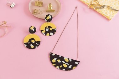 Bijoux Terrazzo en pâte Fimo®​ effet cuir Leather Effect   