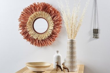 Miroir en raphia 