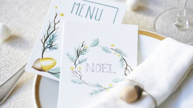 Tuto carte menu de Noël à l'aquarelle