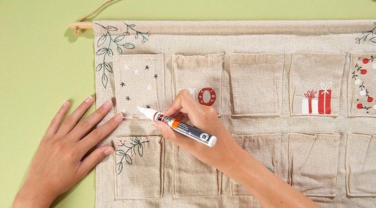 Calendrier De L'Avent Réutilisable En Tissu – 24 Poches Coton Avec Chiffres Bois – DIY écologique – Décoration Noël Scandinave